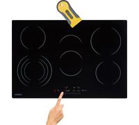 AREBOS Table de cuisson vitrocéramique 8700 W 5 foyers 77 cm autarcique incl. zone à trois anneaux et zone à rôtir avec Sensor Touch Sécurité enfants