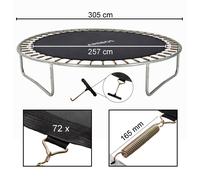 AREBOS Tapis de saut Ø 257 pour trampolines Ø 305 cm 165 mm ressorts 72 oeillet