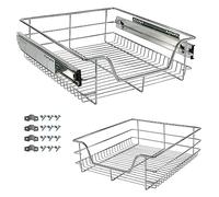 AREBOS Tiroir télescopique chromé 50 cm | Pour armoires 30-60 cm | Panier coulissant et tiroir de cuisine | Inserts modulables | Montage facile | Rangement pratique et durable