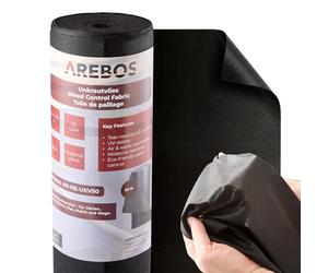 AREBOS Toile Anti-Mauvaises Herbes 50 g/m² - perméable à l’Eau, résistante à la déchirure, stabilisée UV | Toile de Sol pour parterres, allées et Gravier 1x50 m