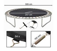 AREBOS Tapis de saut Ø 257 pour trampolines Ø 305 cm 165 mm ressorts 64 oeillets