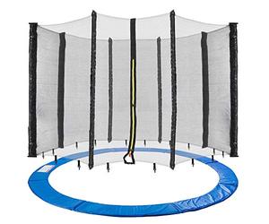 Arebos Toile de Trampoline avec Filet de sécurité | Ø 244, 305, 366, 396, 430, 460 & 490 cm | pour 6 ou 8 poteaux (305 cm : Filet 8 poteaux) | Ensemble de Remplacement