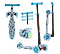 AREBOS Trottinette Cityroller Scooter réglable en Hauteur | Pliable | Roues LED-XXL | pour Enfants | jusqu'à 50 kg de Charge | Bleu