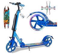 AREBOS Cityroller Trottinette avec LED réglable en Hauteur Pliable Frein à Main & Frein à Pied Peut Supporter jusqu'à 100kg
