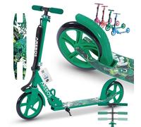 Arebos Trottinette de Ville | Hauteur réglable | Pliable avec Sangle | Roues XXL | Frein à pédale | pour Enfants et Adultes | Charge Max. 100 kg | Verte