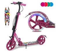 AREBOS Trottinette de ville pliable roues à LED charge admissible 100kg Rose