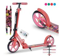 AREBOS trottinette de ville trottinette réglable en hauteur | pliable | sangle incluse | roues XXL | frein de marche Rouge