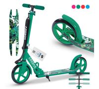 Arebos Trottinette de Ville | Hauteur réglable | Pliable avec Sangle | Roues XXL | Frein à pédale | pour Enfants et Adultes | Charge Max. 100 kg | Verte