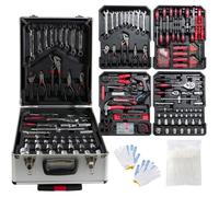 AREBOS Valise à Outils | Set d'outils | 1200 Pièces | Valise à roulettes ou valise de transport | avec valise à roulettes
