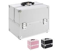 Arebos Valise Cosmétique 15 L | Mallette à Maquillage Verrouillable avec Compartiments Coulissants, 2 Clés | Rangement Maquillage & Organiseur de Voyage | Argent