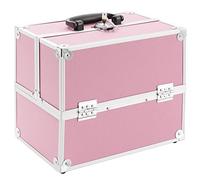 Arebos Valise Cosmétique 15 L | Mallette à Maquillage Verrouillable avec Compartiments Coulissants, 2 Clés | Rangement Maquillage & Organiseur de Voyage | Rose