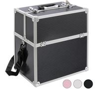 Arebos Valise cosmétique | 26L | 13 Compartiments | Serrure et clé incluses | étages dépliables | à 8 séparateurs | 39 x 36 x 23 cm Noir