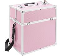 Arebos Valise cosmétique | 26L | Sangle de Transport Incluse | 13 Compartiments | Serrure et clé incluses | compartimentage Individuel grâce à 8 séparateurs | 39 x 36 x 23 cm Rose