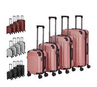 AREBOS Valise de Voyage, Set de 4 valises I Coque Rigide ABS I Trolley Set de valises I Poignée télescopique I Serrure à glissière Incluse, roulettes 360° I S-M-L-XL | Or rosé