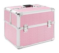 AREBOS Valise Maquillage Professionnelle - Aluminium Léger, 34L, Compartiments Modulables, Verrouillage à Code, Couleur Rose