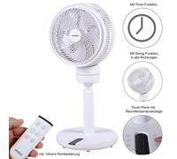 AREBOS Ventilateur 55W | Oscillation 3D | Ø 23cm | très silencieux | réglable en hauteur, avec 4 niveaux de puissance, minuterie & télécommande