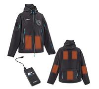 AREBOS Veste d'hiver imperméable, veste chauffante Soft Shell, 7 zones de chauffage y compris banque d'énergie 10000 mAh, 3 niveaux de chauffage, coupe-vent, unisexe taille XL