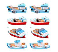 Arecobticy 1. Lot de 8 décorations miniatures en résine pour bateaux de pêche sur le thème côtier pour la maison et l'étagère. Accessoires de décoration sur le thème marin