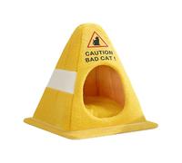 Arecobticy Abri en forme de barrière de dessin animé pour animaux domestiques Cône pour chats 56 cm Dimension Avertissement Mauvais chat Lit décoratif Cottage