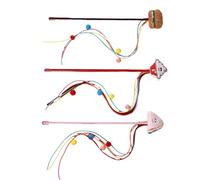 Arecobticy Bâton de jeu pour chats avec pampilles Burger pour chatons Longue baguette d'exercice et divertissement Jouet coloré pour chats avec clochettes