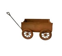 Arecobticy Chariot à plantes artistique en fer vieilli avec roue pour exposer des fleurs en pot et des petites verdures, conteneur de jardinage portable, style ancien, chariot de fermier