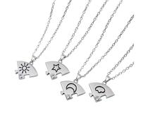 Arecobticy Collier à breloques célestes tendance, soleil, lune, nuage, étoile - Bijoux géométriques uniques - Cadeaux pour meilleur ami - Bijoux célestes modernes et minimalistes, Four piece set