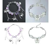 Arecobticy Élégante femme avec papillon complexe et perles pour les amoureux de la nature et les créateurs de tendances, artisanat de sculpture fine, taille unique, Comme décrit