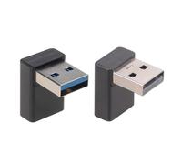 Arecobticy Lot de 2 connecteurs USB 3.0 à angle droit vers le haut et vers le bas pour économiser de l'espace pour ordinateur portable, PC, petit convertisseur USB vers le haut et vers le bas