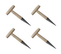 Arecobticy Lot de 4 outils de jardinage en métal et bois avec poignée en T pour une plantation uniforme et une aération du sol Outil de semis en métal et bois polyvalent