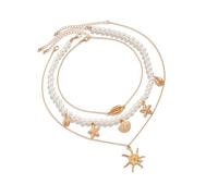 Arecobticy Parure de bijoux élégante avec perles et étoiles de mer pour femme, accessoire portable pour anniversaires, mariages et tous les jours, taille unique, Comme décrit, Comme décrit.