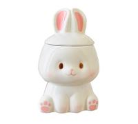 Arecobticy Tasse à café avec couvercle en céramique - Capacité de 350 ml - Motif lapins - Tasse à café sur le thème des vacances