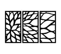 AREDE Décoration murale en métal Triptyque de branches d'arbres - 79 x 50 cm - Art mural en métal pour chambre à coucher, salle de bain, salon, maison - Décoration en aluminium composite - Noir