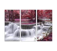 AREDE Lot de 3 Affiches murales Multi Panneaux Cascade blanche rose | 90 x 60 cm | Tableau Art Décoration Murale pour la Maison, le Bureau, le Salon, la Chambre à coucher - Prête à être accrochée