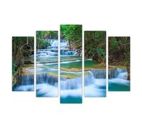 AREDE Lot de 5 Affiches murales Multi Panneaux Cascades Forêt Tropicale | 120 x 80 cm | Tableau Art Décoration Murale pour la Maison, le Bureau, le Salon, la Chambre à coucher- Prête à être accrochée