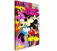 AREDE Tableau Décoration Murale sur Toile | Amour comique | Art Déco Salon Chambre | Tableau Moderne 60 x 40 cm | Prêt à être accroché