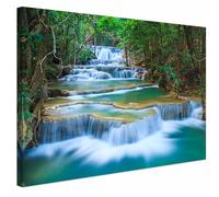 AREDE Tableau Décoration Murale sur Toile | Chutes d'eau dans une forêt tropicale | Art Déco Salon Chambre | Tableau Moderne 60 x 40 cm | Prêt à être accroché