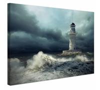 AREDE Tableau Décoration Murale sur Toile | Phare dans la mer agitée | Art Déco Salon Chambre | Tableau Moderne 60 x 40 cm | Prêt à être accroché