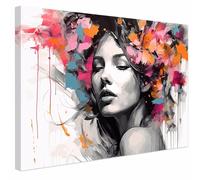 AREDE Tableau Décoration Murale sur Toile | Portrait abstrait | Art Déco Salon Chambre | Tableau Moderne 60 x 40 cm | Prêt à être accroché