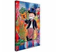 AREDE Tableau Décoration Murale sur Toile | Vibes d’Argent | Art Déco Salon Chambre | Tableau Moderne 60 x 40 cm | Prêt à être accroché