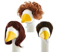 ARefugen Perruques d'oie de porche - 3 styles pour décoration de pelouse, porche avec perruques explosives bouclées, tenue de statue d'oie pour extérieur, jardin, terrasse, cour