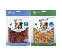 arelf Bundle Dokas Lot de 2 boîtes de friandises pour chien 200 g | Magret de canard et poitrine de poulet en morceaux | Collations d'entraînement faibles en gras | Récompense pour chien | Haute