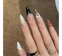 ARELIMOOD SP3Al Lot de 10 faux ongles à presser faits à la main French peints à la main