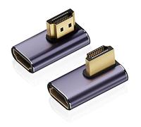 AreMe Lot de 2 adaptateurs HDMI 2.1 à angle droit 8 K - 90 degrés gauche et droit et 270 degrés HDMI mâle vers HDMI femelle - En alliage d'aluminium