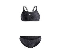 ARENA Bikini 'RIBBED BANDEAU' gris foncé / noir / blanc, Taille M