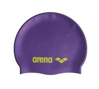 Arena Bonnet de Bain Classique Unisexe en Silicone Souple pour Femme et Homme, entraînement intensif et Course, Confortable, antidérapant, Bonnet de Bain pour Cheveux Longs, Violet/Vert Doux