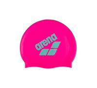 Arena Bonnet de Bain Unisexe en Silicone avec Grand Logo pour Homme et Femme - Bonnet de Bain élastique Souple et Durable - Rose/Blanc