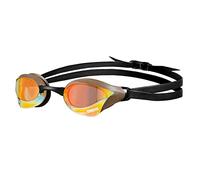 arena Cobra Core Swipe Mirror Swim Goggles for Men and Women, Yellow Copper/Choco