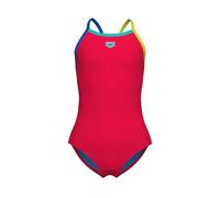 ARENA Feel Girls' Light Drop Back Solid Swimsuit Maillot de Bain Une pièce, Rouge Fluo/Bleu chiné/Vert Doux, 3 Ans Fille