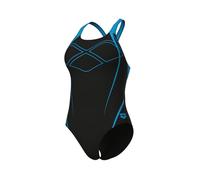 ARENA Feel Graphic Swim Pro Back Maillot de Bain Une Pièce pour Femmes, Maillot de Bain à Séchage Rapide, Tenue de Plage en Tissu Maxfit Eco, Résistant au Chlore et Sel, Protection UV UPF 50+