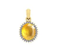 ARENA GEMS JEWELLERY Médaillon unisexe fait main en argent sterling 925 avec saphir jaune naturel 6,25 carats
